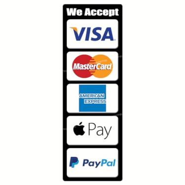 Imagem de Aceitamos cartões de crédito, pagamento móvel e serviço de pagamento sem contato, adesivos à prova d'água compatíveis com Visa, MasterCard, AmEx, (compatível com Apple Pay e PayPal)