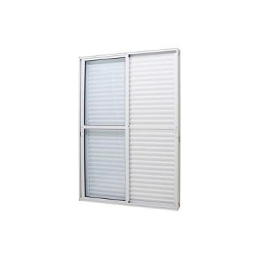 Imagem de Porta Balcão em Alumínio Branco Caribe Max 215x120x12,2cm 3 Folhas Móv