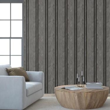 Imagem de Papel De Parede Efeito Ripa Cerejeira Lavavel Adesivo Cinza - LRP