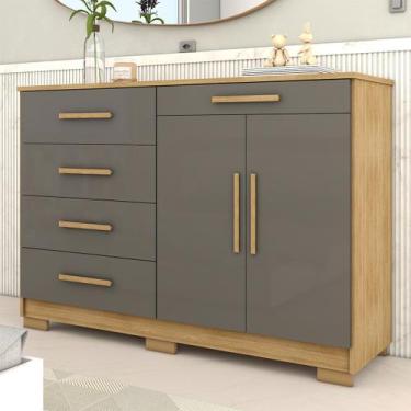 Imagem de Cômoda Tailândia 2 Portas 5 Gavetas Nature/Alasca - Panorama Móveis, M