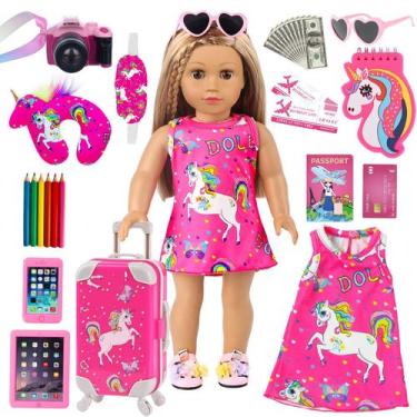 Imagem de Conjunto de Viagem para Bonecas ZQDOLL American 18 Polegadas - Roupas 
