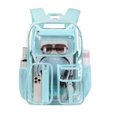 Imagem de Mochila Transparente Cusangel Azul Claro para Meninas - 40x28x13cm - M