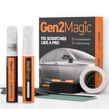 Imagem de Gen2Magic Kit de caneta de retoque de pérola branca Blizzard para Toyota [revestimento transparente incluído], combinação de cores 070 para arranhões, lascas de pedras, amassados, reparo fácil de