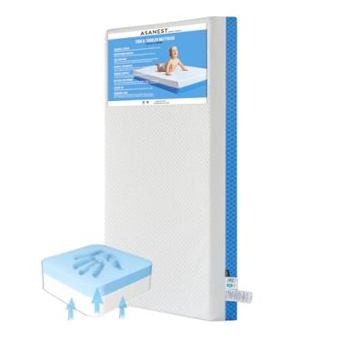 Imagem de Espuma viscoelástica de gel confortável dupla face, colchão respirável para berço, colchão de berço de espuma de memória, premium para bebês e crianças pequenas com capa externa removível - branco e