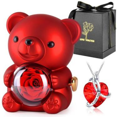 Imagem de Conjunto de presente Suturun Cute Teddy Bear com colar de rosas preser