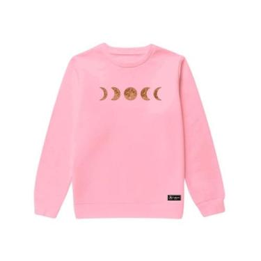 Imagem de Blusão Moletom Infantil Fases da Lua Personalizado sem Capuz gola Redo