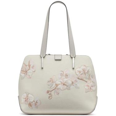 Imagem de Calvin Klein Bolsa Audrey com compartimento triplo, Relevo floral creme, One Size