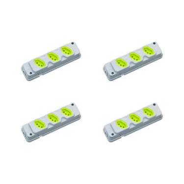 Imagem de Kit C/4 - Tomada Barra Fiolux Tripla 2P+T20A Cinza