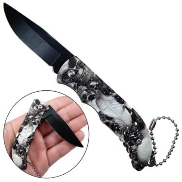 Imagem de Canivete com Lâmina de Aço Inoxidável 7cm, Estampa de Caveira e Cabo R