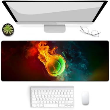 Imagem de VANZEV Tapete de mouse para jogos, bola de tênis de fogo e gelo, tapete de mouse, tapete de mesa, base de borracha antiderrapante para computadores, laptop, escritório, escola, acessórios de casa