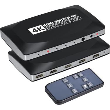 Imagem de Tendak Comutador Hdmi 4 Em 1 Saída, Caixa De Comutação 4K Com Controle Remoto E Pip, Seletor Portas Suporte Para A 30 Hz, 1080P 120 3D, Compatível Ps5/4/3, Dvd