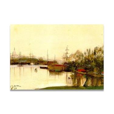 Imagem de LKXGRRSFG Impressões em tela Stockholm Anders Zorn - Arte de obra-prima sueca, decoração de parede serenidade de verão e coleção de galeria doméstica 69,88 x 98 cm