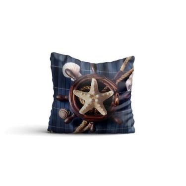 Imagem de Almofada nautica Timão e Estrela 42x42 com enchimento  Atelier Valverd
