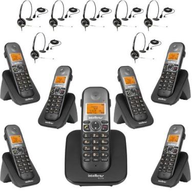Imagem de Kit Aparelho Telefone Sem Fio Fixo Bina 6 Ramal e Headset - Intelbras