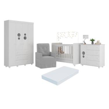 Imagem de Quarto Completo com Colchão e Poltrona de Amamentação Pimpolho Multimó