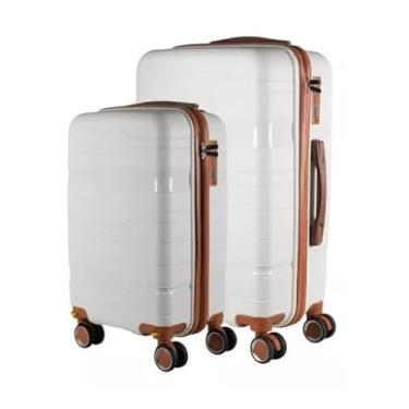 Imagem de Kit 2 Malas de bordo 10KG + Mala de Viagem 23KG Polipropileno Com Rodas Giratórias (Branca)