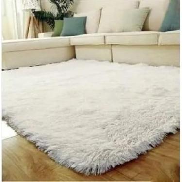 Imagem de Tapete Menina Sala Quarto Felpudo Shaggy Macio 1,00 X 1,40 m(BRANCO)