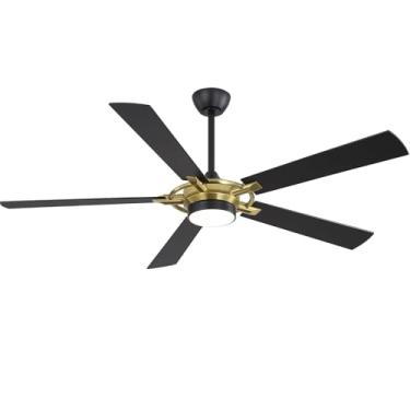 Imagem de WINGBO Ventilador De Teto Cc De 60 Polegadas Com Luzes E Controle Remoto, 5 Lâminas De Compensado, 3 Cct, Luzes Led Reguláveis, Motor Cc Reversível De 6 Velocidades, Ventilador De Teto Grande Para