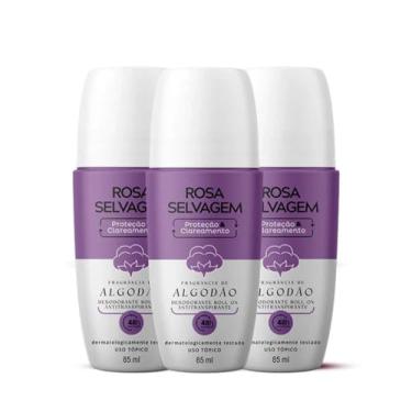 Imagem de Kit 3 Desodorantes Roll-on Clareador Rosa Selvagem Algodão 85ml