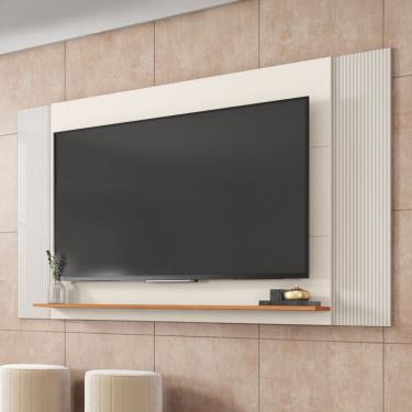 Imagem de Painel para TV 65 Polegadas Mondrian 1 Prateleira Off White/Freijó - Caemmun