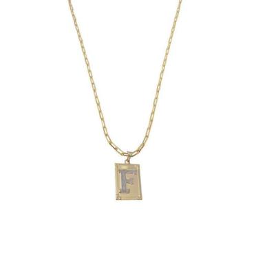 Imagem de Cordão 50Cm Masculino Feminino Pingente Letra F Banhado Ouro - Anaisa 