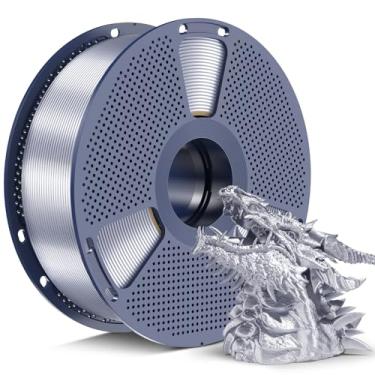 Imagem de SUNLU Silk PLA+ Filamento 1,75 mm 2025 carretel de atualização compatível com filamento de refil Bambulab, filamento de impressora PLA 3D de 1 kg, precisão dimensional de 1,75 mm +/- 0,02 mm, prata