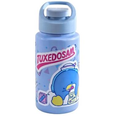 Imagem de Garrafa Garrafinha de Água Infantil Squeeze Pinguim 500ml Plástica Azu