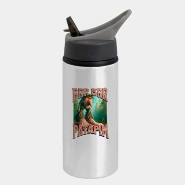 Imagem de Garrafa Squeeze Bico Prateada Premium 600ml - Brr Brr Patapim Funny Italian Brainrot Meme