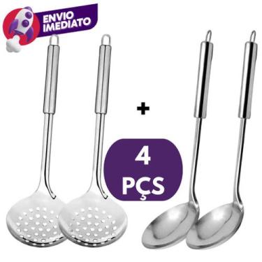 Imagem de Escumadeira Universal Peneirar Coar Fritura E Concha Servir Feijão Mol