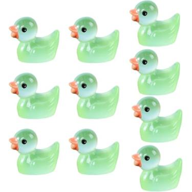 Imagem de Wentoenapp 10 peças figuras de animais em miniatura, miniatura de pato minúsculo estatueta de animais kits de ornamentos para presente adulto para decoração de casa, decoração (verde)