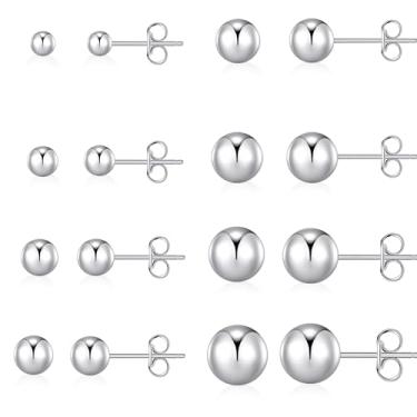 Imagem de BMMYE Brincos de aço inoxidável para mulheres, brincos pequenos com zircônia cúbica, conjunto de brincos à prova d'água, sensíveis, hipoalergênicos, brincos de aço inoxidável para mulheres, Aço