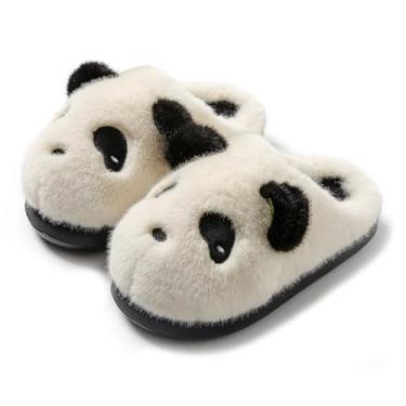 Imagem de WYIKE Pantufas De Pelúcia Panda - Quentes E Macias Casa Feminina Para Ambientes Internos/Externos (Branco, Adulto, Eua 8-9, Médio)