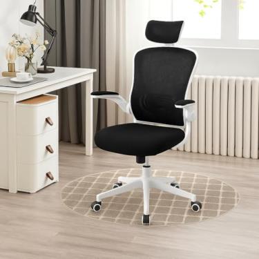 Imagem de Cadeira de Escritório Presidente Ergonômica com Encosto Reclinável, Apoio Lombar e de Cabeça Ajustável, Tela Mesh Respirável, Giratória com Rodinhas, Cabide - Ideal para Home Office e Escritório