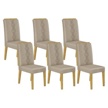 Imagem de Kit com 06 Cadeiras Yasmin Cedro Veludo Kraft DJ Móveis