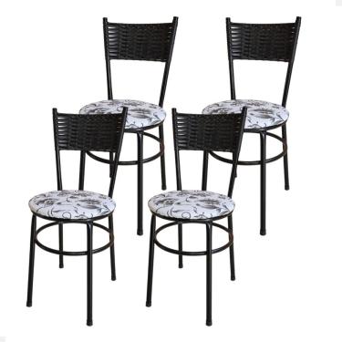 Imagem de Conjunto 4 Cadeiras Para Cozinha Viena Cor:floral Branco