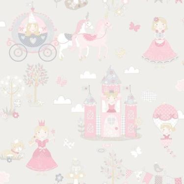 Imagem de Papel De Parede Conto De Fadas - G78370 Cinza E Rosa Tiny Tots 2 - G78370