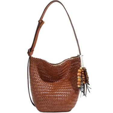 Imagem de JINMANXUE Sacola de tecido para mulheres, bolsa feminina e bolsas, bolsa fashion para cesta de vegetais, bolsas transversais de ombro casual, Marrom âmbar.