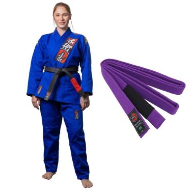 Imagem de Kimono Jiu Jistu Naja Choke Azul Trançado Reforçado com Faixa BJJ Adulto-Unissex