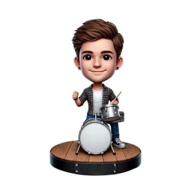Imagem de Homem de bateria casual que balança a cabeça feita à mão a partir da sua foto, presente de formatura divertido para amantes de música, amigo, irmão, decoração de hobby personalizada, perfeita para fãs