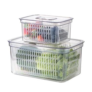 Imagem de SIMPLEMADE Caixas Organizadoras De Geladeira Transparentes - Para Geladeira, Recipientes, E Freezer, Armazenamento Multiuso, Cozinha, Escritório, Banheiro, Pacote Com 2 Pequenas Grandes Retangulares