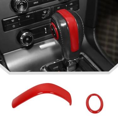 Imagem de JeCar Acessórios interiores de acabamento da tampa do botão de câmbio vermelho para Ford Mustang 2010-2014