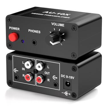 Imagem de Pré-amplificador Phono, mini pré-amplificador de áudio estéreo, amplificador de fone de ouvido, pré-amplificador fonógrafo para toca-discos, ganho 20dB, Dual OP AMP NE5532, entrada RCA de 3,5 mm para