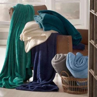 Imagem de Manta Queen Fleece Microfibra Lisa Andreza - Azul Jeans
