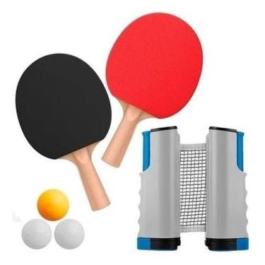 Imagem de Kit Ping Pong Portátil 2 Raquetes Rede Retrátil 3 Bolinhas - Mhr