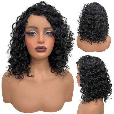 Imagem de Peruca cacheada curta preta natural grisalho 30cm Cor 280