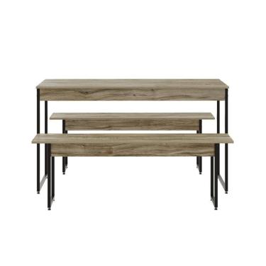 Imagem de Mesa De Jantar Com 2 Bancos Estilo Industrial Tub Carvalho /