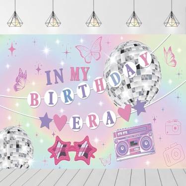 Imagem de Faixa de fundo in My Birthday Era, roxo, glitter, discoteca, decorações de despedida de solteira, cantora, superstar, meninas, faixa de aniversário, adereços para cabine fotográfica (18 x 1,5 m)