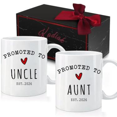 Imagem de Kadiak Conjunto de canecas de café Promoted to Aunt & Uncle 2025, presente de caneca de anúncio de gravidez para tia tio, presente de anúncio de tia e tio, presente de aniversário