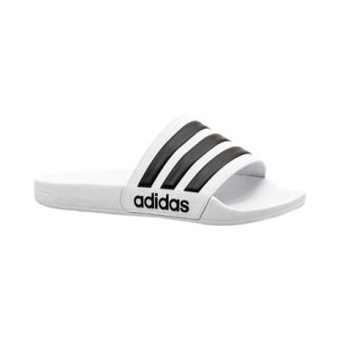 Imagem de Chinelo Slide Adilette Shower Branco e Preto Adidas, Branco, 40