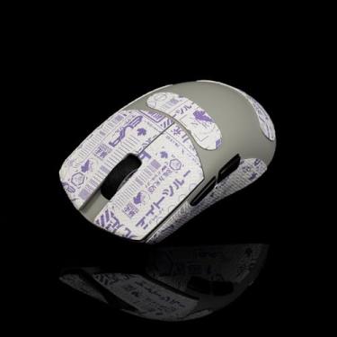 Imagem de Hokeyio Fita adesiva para Lamzu Maya X – antiderrapante, controle aprimorado, resistência ao suor, melhora a aderência FPS para jogos e proteção do mouse [pré-corte] EVA branco e roxo 0,5 mm